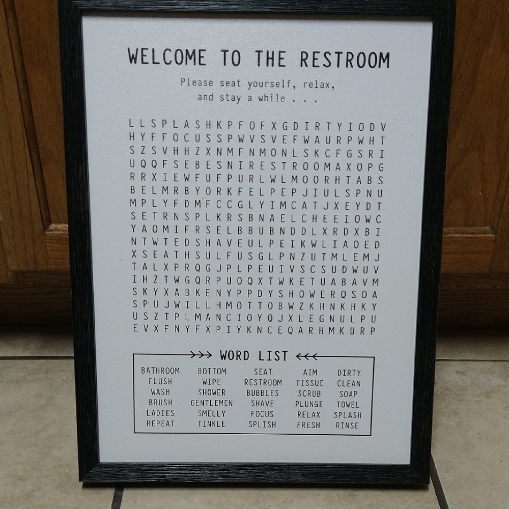 Welcome to the Restroom Word Search Wall Art